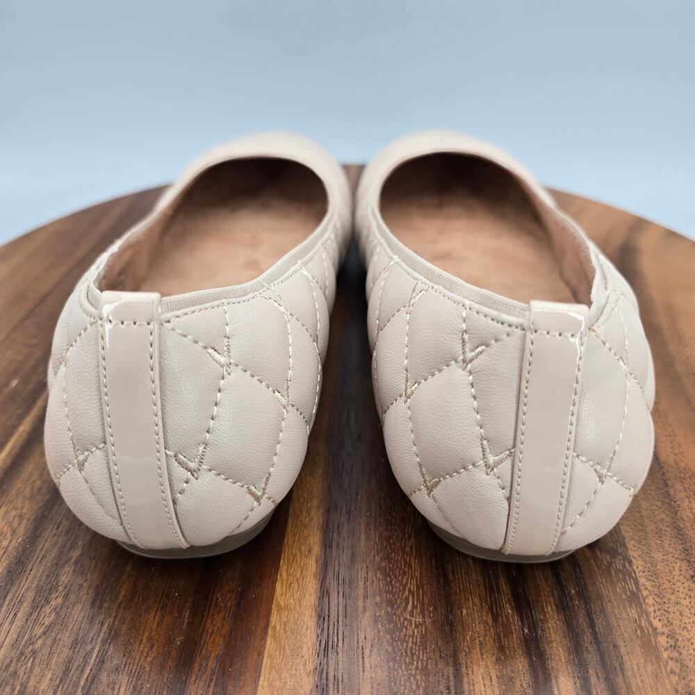 Vionic Desiree Shoes Womens 9 Nude Beige Leather Quilted Ballet Flats Comfort - Picture 4 of 8